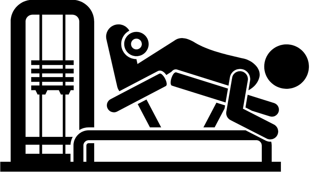 Hamstring exercise on a weight bench with leg lift